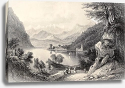 Постер Lake Lugano,  between Italy and Switzerland. Original, created by Major Irton and T. A. Prior, publi