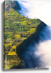 Постер  Деревня на обрыве скалы, вулкан Бромо, Ява, Индонезия