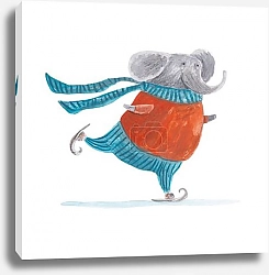 Постер Слон на коньках