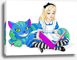Постер Алиса с книжкой и чеширский кот