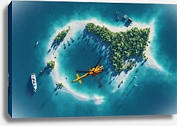 Постер Райский тропический остров с яхтой №2