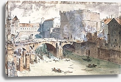 Постер Хоффбауер Федор Le Petit-Pont et le Petit-Châtelet après l’incendie du 27 avril 1718, actuellement rue du Petit-Pont, quai Montebello