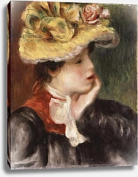 Постер Ренуар Пьер (Pierre-Auguste Renoir) Head of a Girl with a Yellow Hat