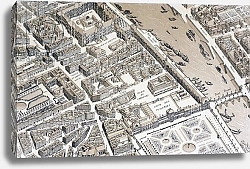 Постер Школа: Французская Bird's Eye View of Paris in 1730, 1875