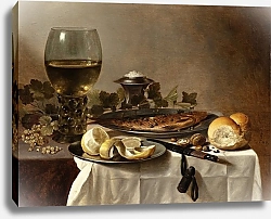 Постер Клац Питер Still Life with Herring, Wine and Bread
