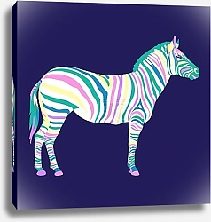 Постер Зебра с цветными полосками на сером фоне