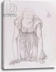 Постер Берне-Джонс Эдвард Study of a kneeling girl for 'The Mirror of Venus', c.1873