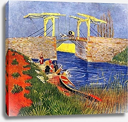 Постер Ван Гог Винсент (Vincent Van Gogh) Мост Ланглуа в Арле и стирающие женщины