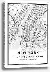 Постер Street map art of New York city in United States - USA