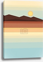 Постер Scandinavian landscape with sea and mountains