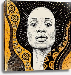 Постер Голова африканки на этническом узоре