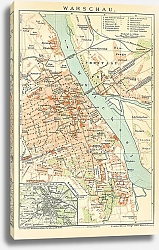 Постер Карта Варшавы, Польша, 1880-1898г. 1