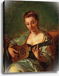 Постер Школа: Французская 18в. Lady playing the guitar