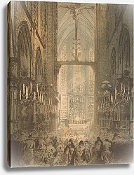 Постер Чолковский Леон Church interior with the Veit Stoss altarpiece during a service