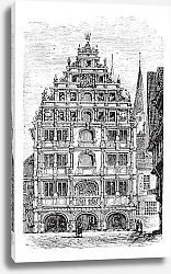 Постер The Gewandhaus of Brunswick, or Braunschweig, Lower Saxony, Germany. Vintage engraving.