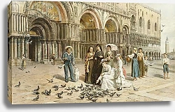 Постер Килбурн Джордж The Pigeons of St. Mark's, Venice, Italy, 1876
