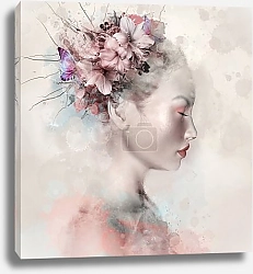 Портрет женщины с лилиями в волосах