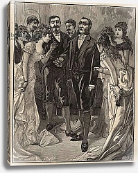 Постер Famous diamonds: Banker Vanlerberghe showing a fake Regent at the beginning of the 19th century. Engraving from 1885 in “” Les arts et metiers illustres”” by Adolphe BITARD.