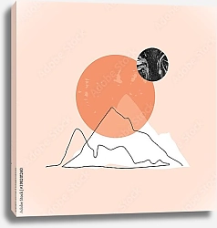 Постер Гора с луной и солнцем