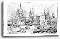 Постер Burgos, city, Spain, vintage engraving.