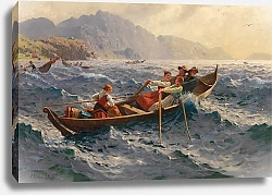 Постер Даль Ганс Stürmische Überfahrt am Fjord