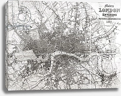Постер Школа: Английская 19в. Map of Modern London and its Environs, 1854