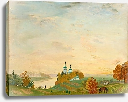 Постер Кустодиев Борис Над рекой, Осень