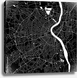 Постер План города Бордо, Франция, в черном цвете