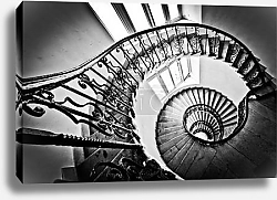 Постер Черно-белая винтовая лестница