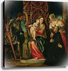 Постер Веронезе Паоло Virgin and Child between St. Justine and St. George, with a Benedictine monk