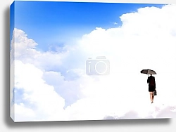 Постер Человек с зонтиком в облаках