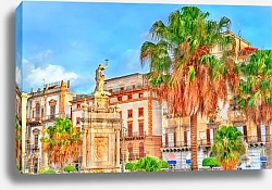 Постер Statue of Saint Rosalia near the Cathedral in Palermo, Italy