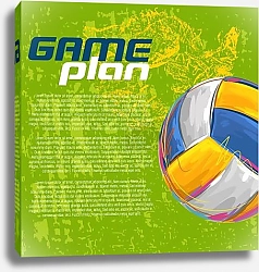 Волейбольный мяч в раме на холсте