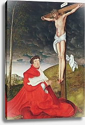 Постер Кранах Лукас Старший Albert, Cardinal Elector of Mainz at the foot of the Cross