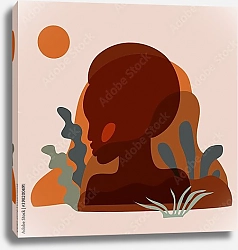 Постер Профиль африканки в терракотовых тонах