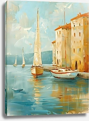 Постер Sailing yachts in Italian town marina