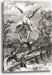 Постер Школа: Испанская 19в. Amina is carried away by an angel whilst the devil captures the Sacristan of Albaicin