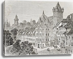 Постер Panierplatz in Nuremberg, Germany. Created by Therond, published on Le Tour du Monde, Paris, 1864