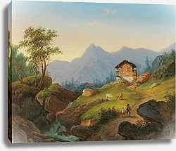 Постер Тома Маттиас Gebirgslandschaft mit Wanderern