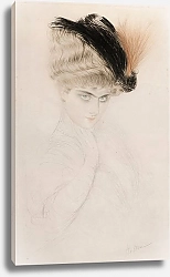 Постер Хеллеу Поль Portrait de femme au chapeau à plumes