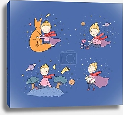 Постер A fairy tale about a boy, a rose, a planet and a fox. prince with a sheep. Little prince