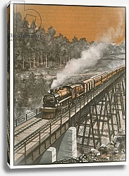 Постер Уэй Роберт Барнард New Zealand, the Wellington-Auckland Express crossing Makatote Bridge