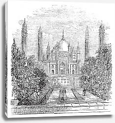 Постер Badshahi Mosque vintage engraving