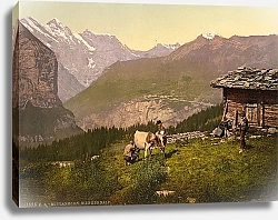Постер Швейцария. Миттагхорн, живописная долина Венгернальп
