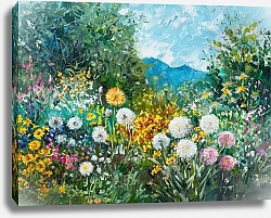 Постер Mediterranean garden with dandelions