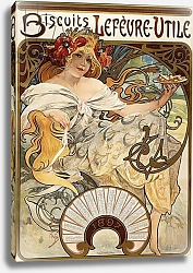Постер Муха Альфонс Biscuits Lefevre-Utile', designed as a calendar for 1897, 1896