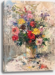 Постер Bright bouquet on a white table