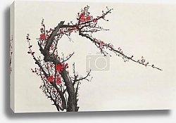 Постер bright and flowering plum tree