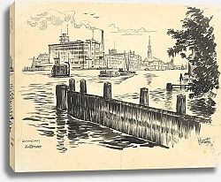 Постер Оортвейн Мартен Gezicht op Zaandam vanaf het Ruiterveer.