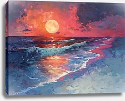 Постер Blue sea, red sunrise